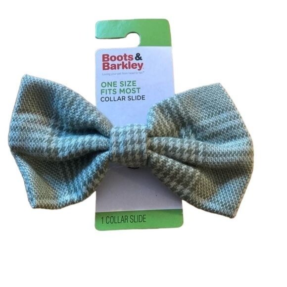 Boots & Barkley Green White Dog Collar Slide Bow Tie Bowtie Formal One Size - Picture 2 of 5
